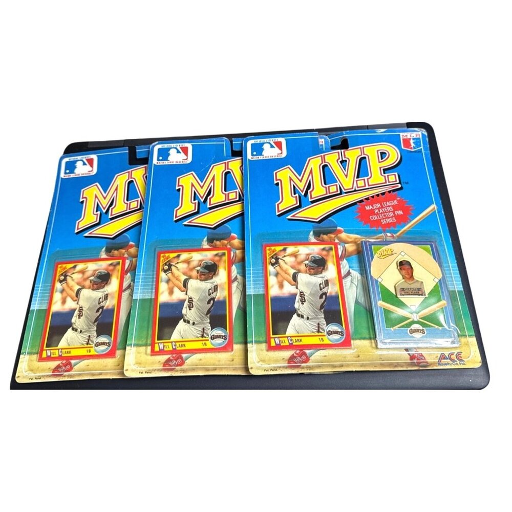 1990 ALL-STARS MVP Collector Set WILL CLARK Pin Score /Sealed Package Lot of 3